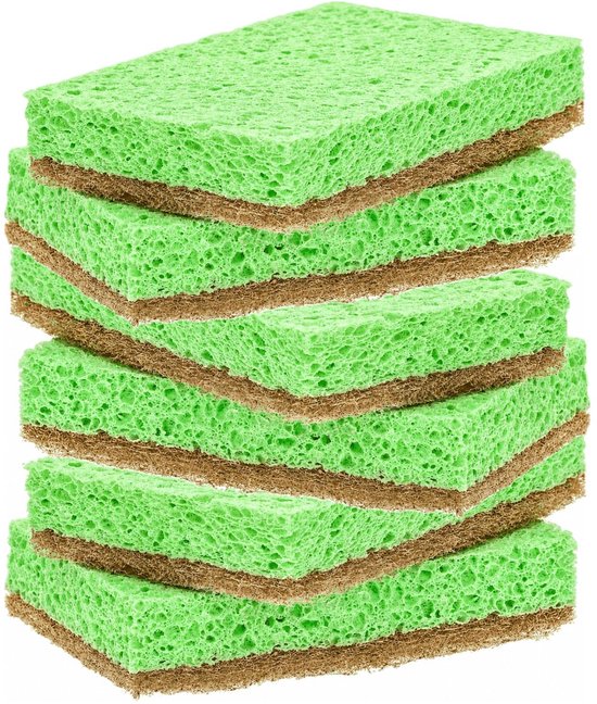 Sorbo ECO schuursponzen - 6x - 10 x 7 x 2 cm - voor delicate oppervlaktes - Schoonmaken/afwassen