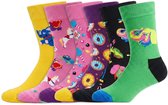 6 Paar – Happy Socks – Kinderen – 7 tot 9 Jaar – Thema Vrolijk – Katoen – Diverse kleuren