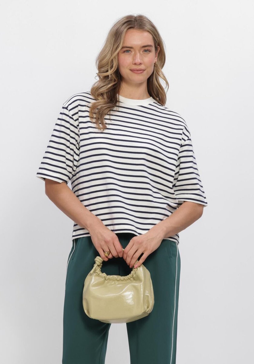 Catwalk Junkie Loose Fit Striped Tshirt Tops & T-shirts Dames - Shirt - Wit - Maat 42