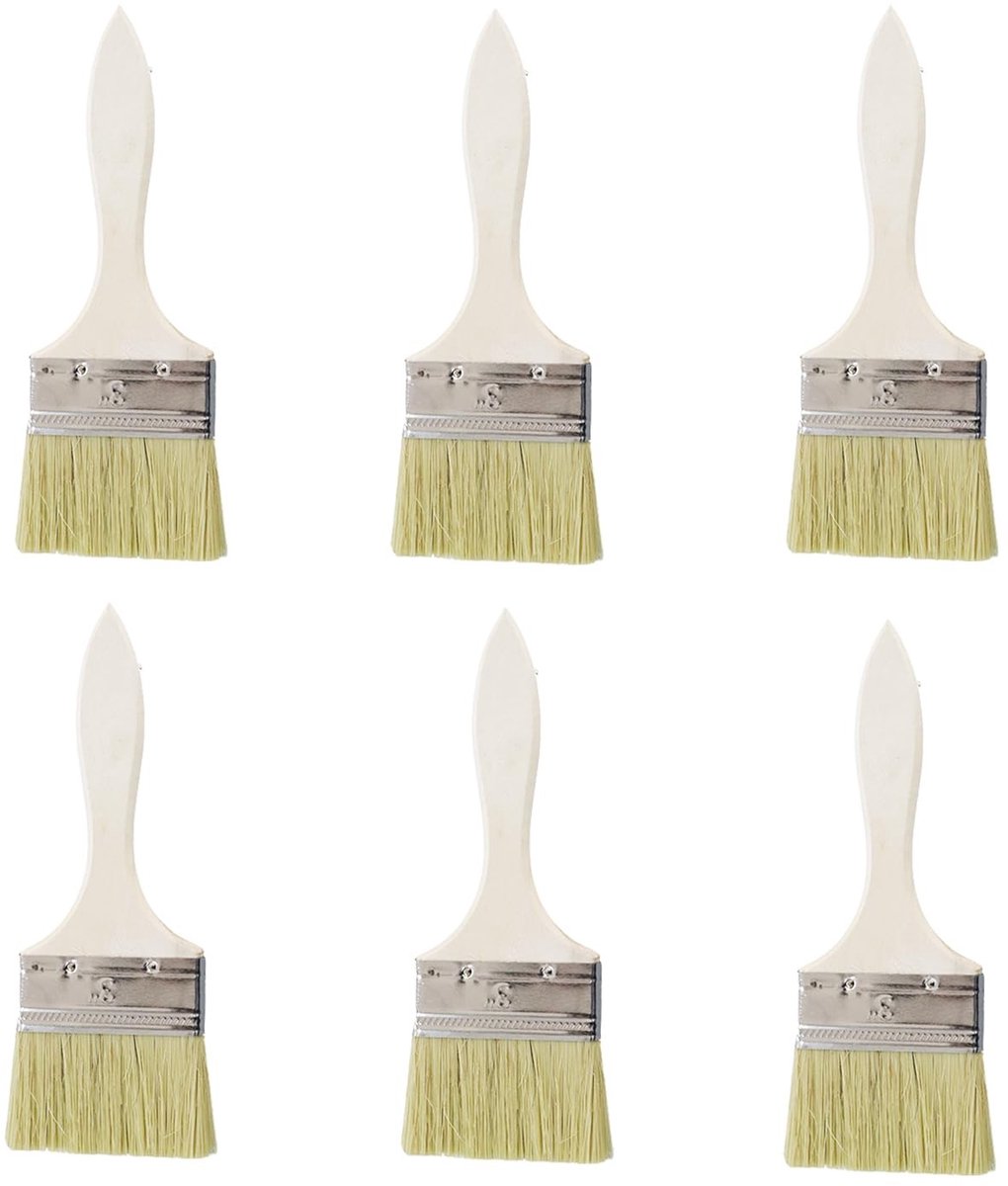 Dailygoods - Houten Verfborstels - Verfkwasten voor Verven - Geel - Spaanborstel - Ideaal voor Beitsen en Vernissen - Geschikt voor Lijmen en Pleister
