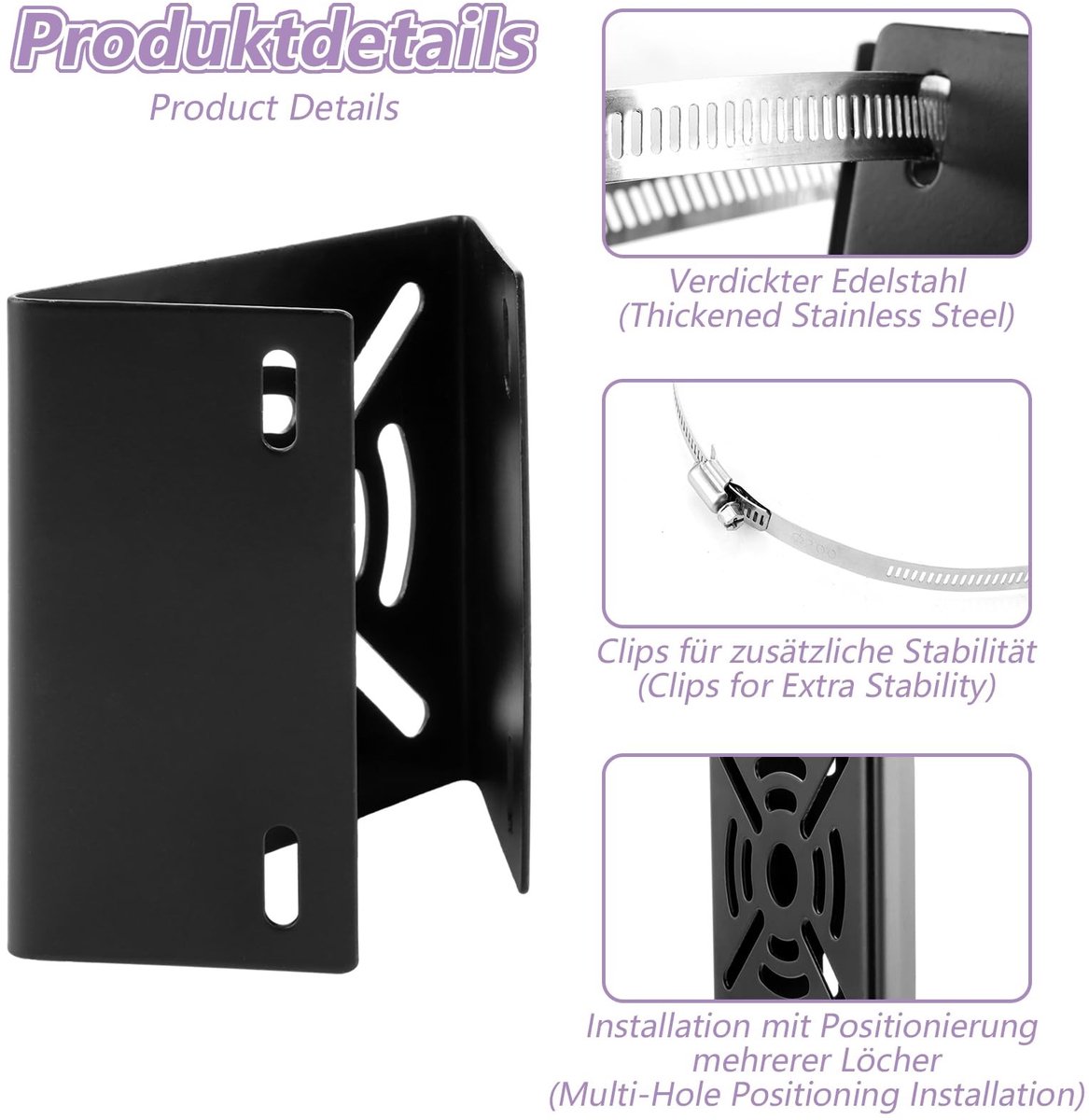 Dailygoods - Masthouders - Bewakingscamera - Eenvoudige installatie - Ø 200 mm - Roestvrij staal - Verstelbare lussen - Geschikt voor CCTV-camera's