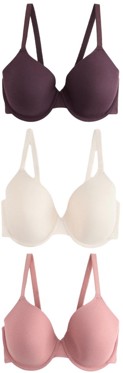 Next Dames - Set van 3 ultiem comfort beha's met vullingen en hele cups - Bruin Chocolate/Pink/Cream