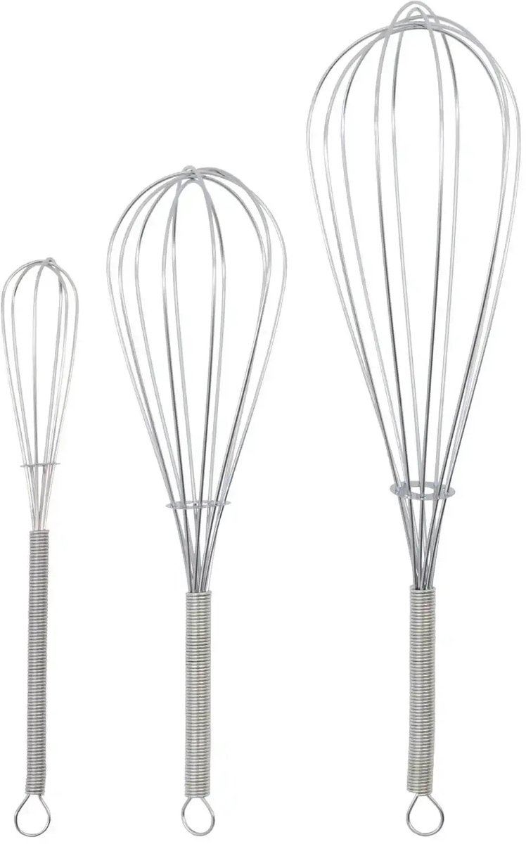 Whisk zilveren afwerking - set van 3