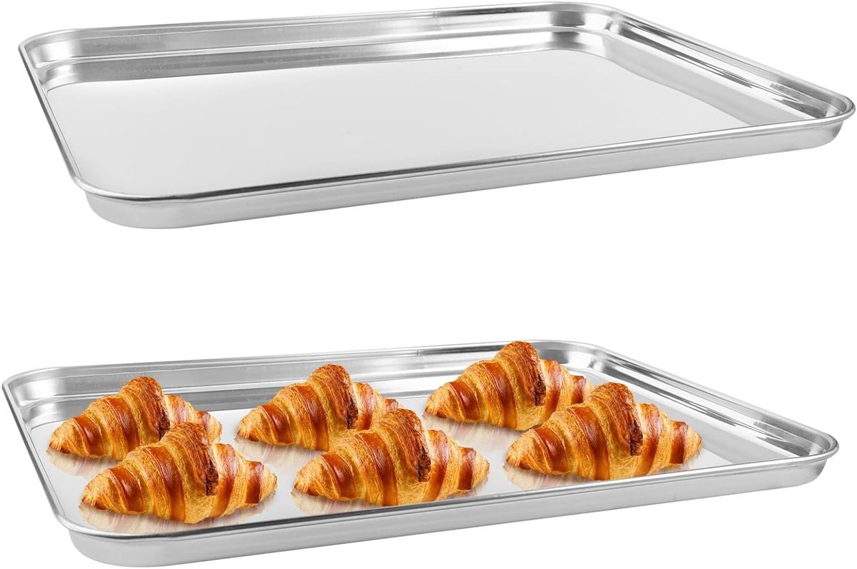 Set van 2 Ronde RVS Bakplaten met Koelrooster voor Taarten, Koekjes en Gebak