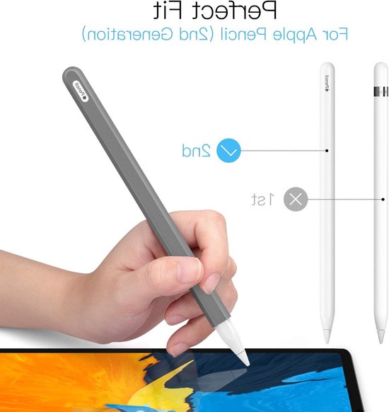 Pencil Case voor Apple Pencil 2e Generatie - 2 Stuks Silicone Houder en Nib Bescherming, Grijs, Ideaal voor Creatieve Professionals en Studenten — afbeelding 5