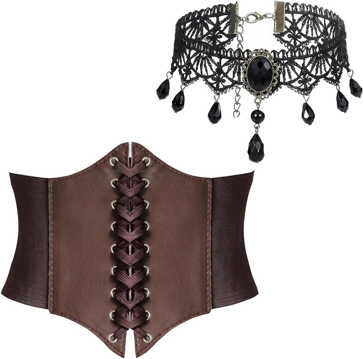 Dames Korset met Kraag - Middeleeuwse Ceintuur en Kleding, Geschikt voor Taille 65-85cm, Geel, Historische Mode, Kostuum Accessoires