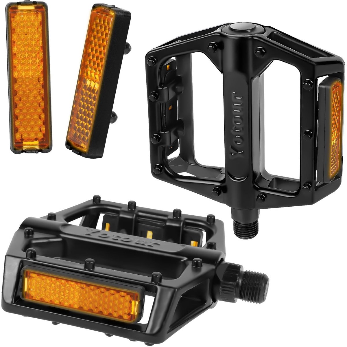 Zeynomax - Fietspedalen - Antislip - Aluminium - Zwart - Reflecterende platen - 9/16 inch lagerplatform - Geschikt voor BMX en MTB