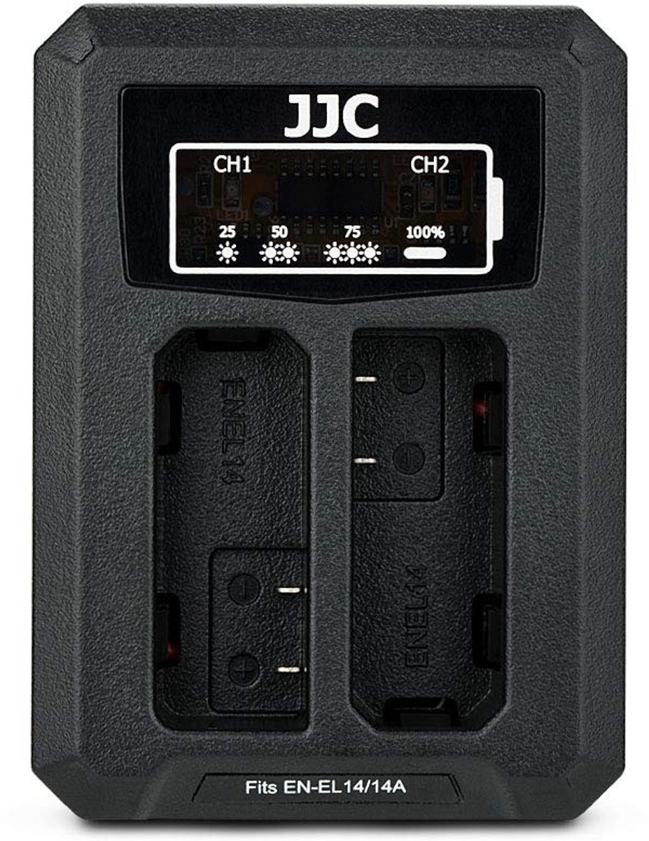 Vlemico - USB Dubbele Acculader - Geschikt voor Nikon D5600 D5500 D5300 - Compact en Draagbaar - Laadt Twee Batterijen Gelijktijdig - Efficiënte Op...