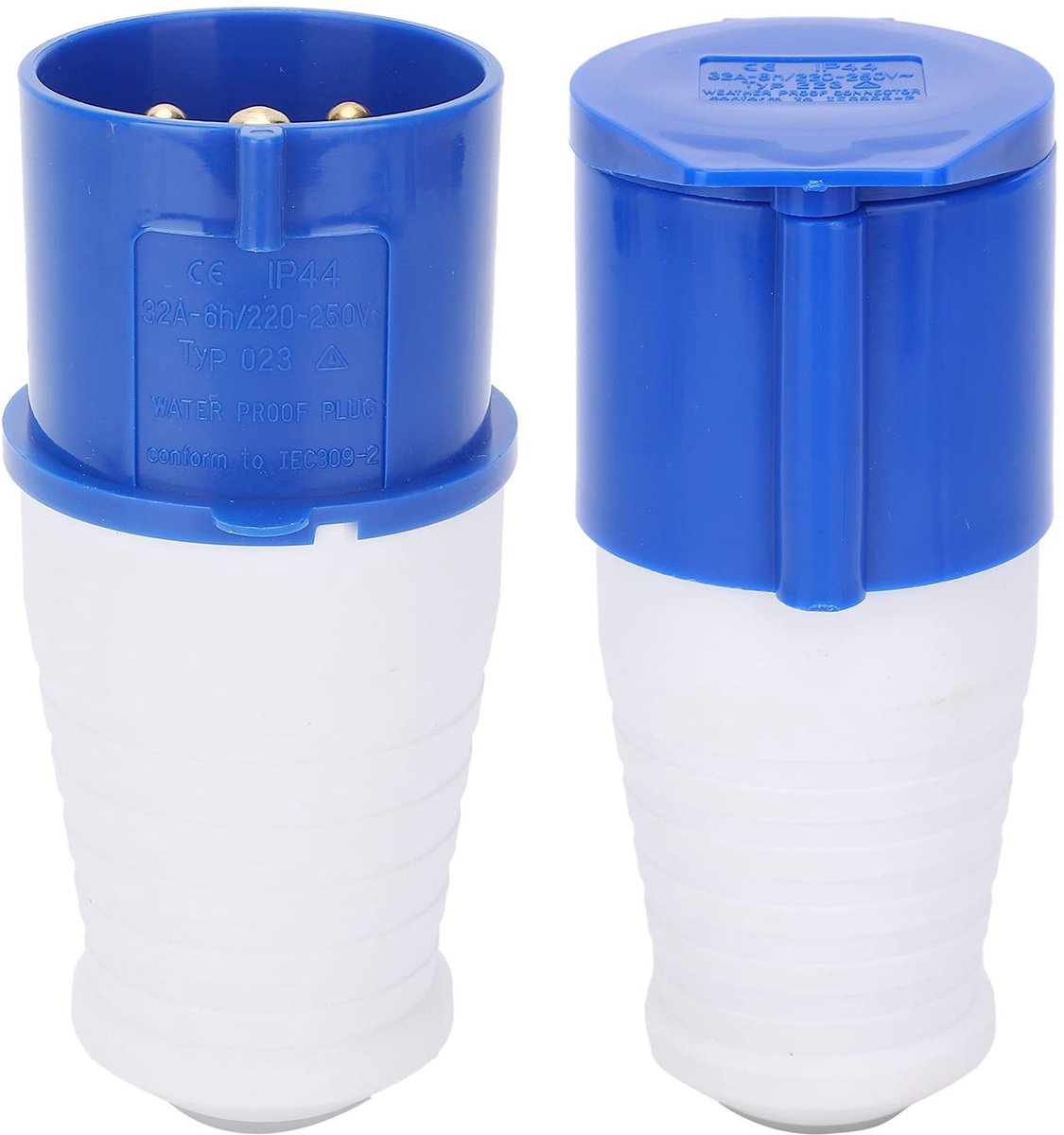 Vlemico - Industriële Stekker - Waterdichte Stopcontact - 3-pins 32A - IP44 Connector - Geschikt voor Industriële Netvoeding - Krachtige Koppeling