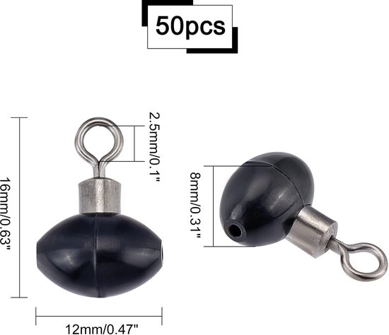 Allecto - Vissen Rolling Swivel Slider Kraal - 50 Stuks - Corrosiebestendig - 16X12 Mm - Visgerei Connectoren - Ideal voor Glijdende Apparaten - Vo... van Allecto — afbeelding 2