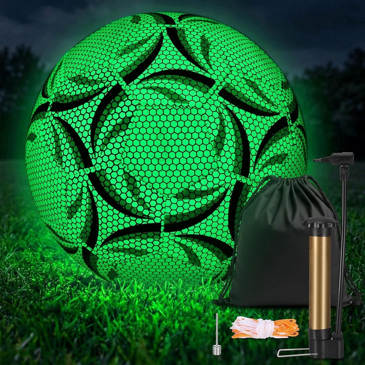 Verlichte Voetbal Maat 5, Inclusief Pomp en Opbergtas, Ideaal voor Kinderen, Tieners en Volwassenen, Perfect voor Wedstrijden en Recreatief Spel