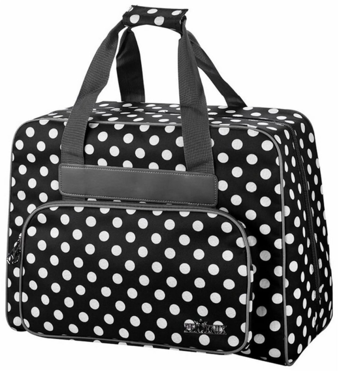 Phoenix Zwarte Naaimachinetas -polkadots black - zwarte tas - tas voor je naaimachine