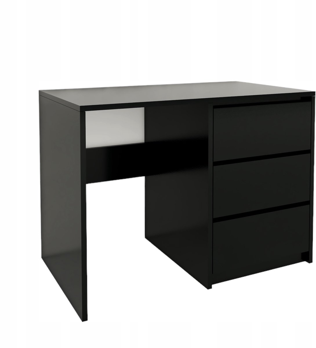 Fernika - Modern Bureau - 3 Lades - Zonder Handgrepen - 96.2x75x50 cm - Zwart