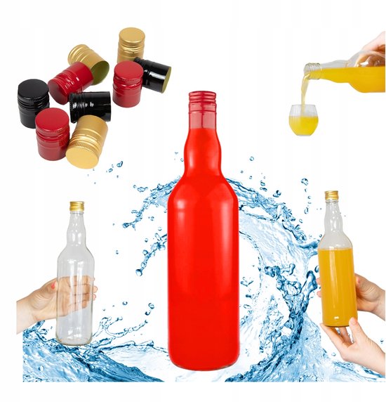 Bimberek Monopol Serie - Glazen Fles - 700ml - Inclusief Deksels van Merkloos — afbeelding 3