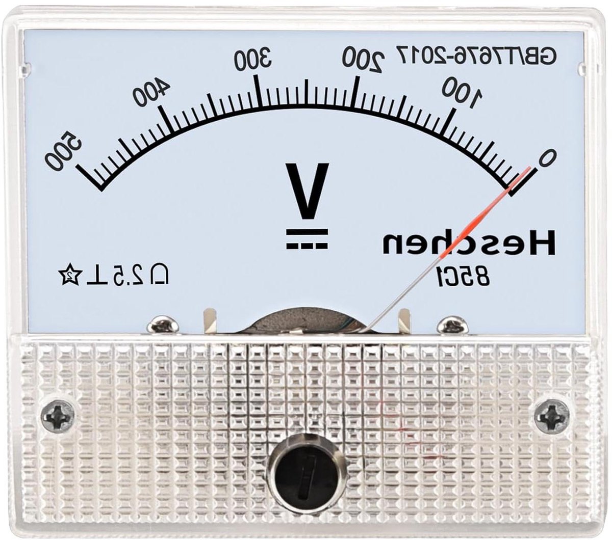 Spanningsmeter Voltmeter - Paneel Meter Tester - Spanning Meten - DC 0-500V Bereik - 62mm x 55mm - Wit