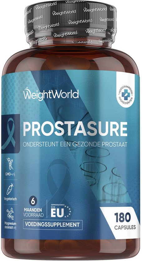 WeightWorld Prostaat capsules - Ondersteunt een gezonde prostaat functie - 180 capsules voor 6 maanden - 100% natuurlijke ingrediënten
