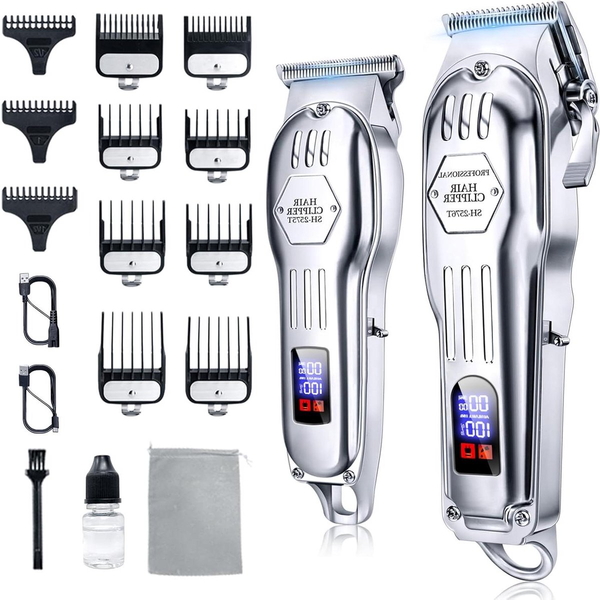 Tondeuse voor mannen - Haarknipper Baardtrimmer - Professioneel Knippen - LCD Display - 0.1 mm Snijblad - Zwart
