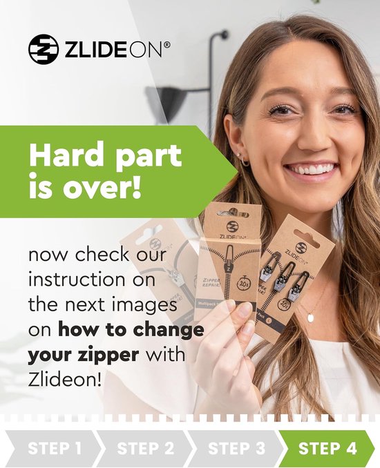 Reparatieset Ritsen - Ritssluiting Vervanging - Rits Snel Vervangen - Zonder Naaien - 4 stuks - Zilver — afbeelding 4