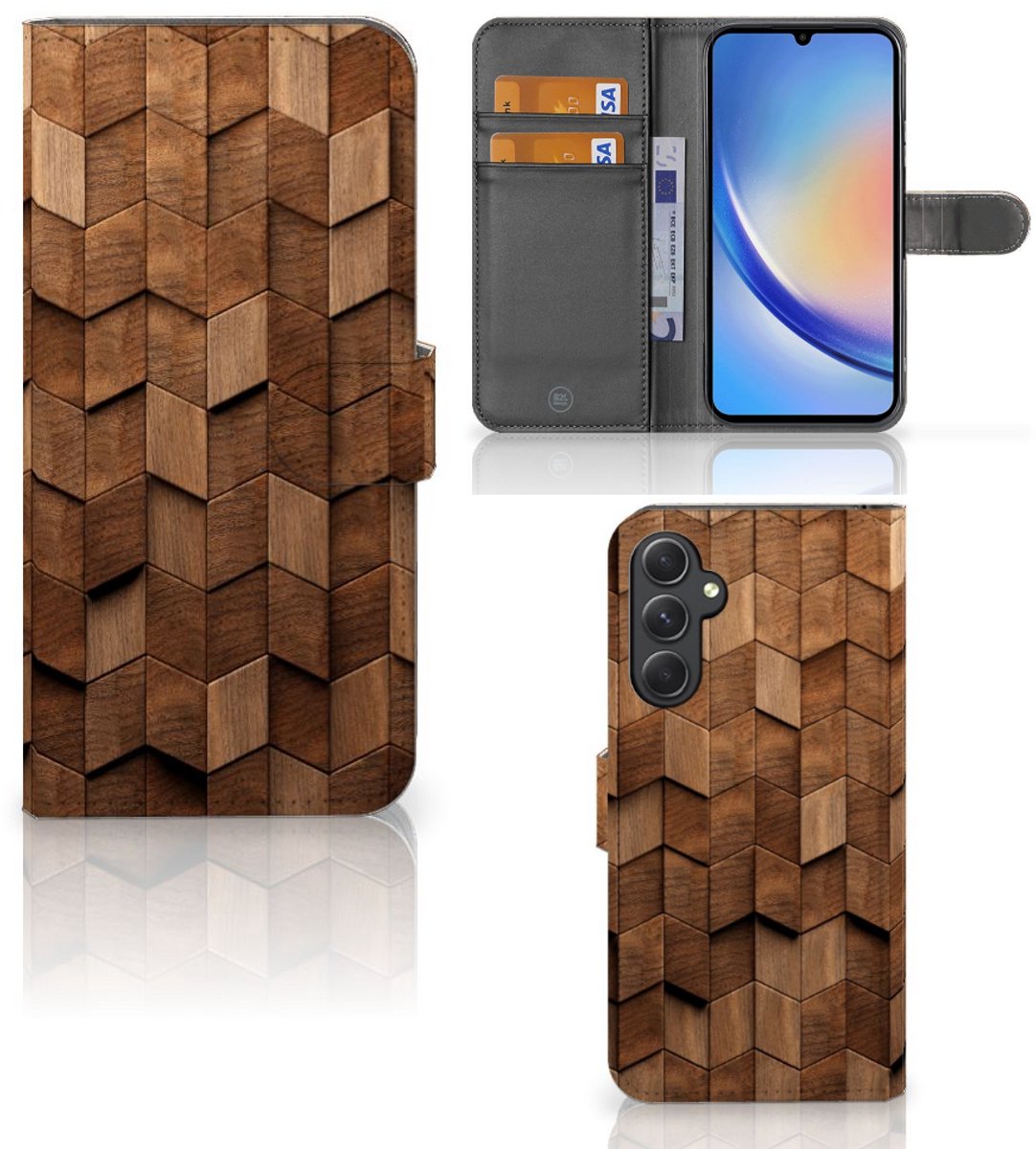 Book Style Case voor Samsung Galaxy A24 4G Wooden Cubes