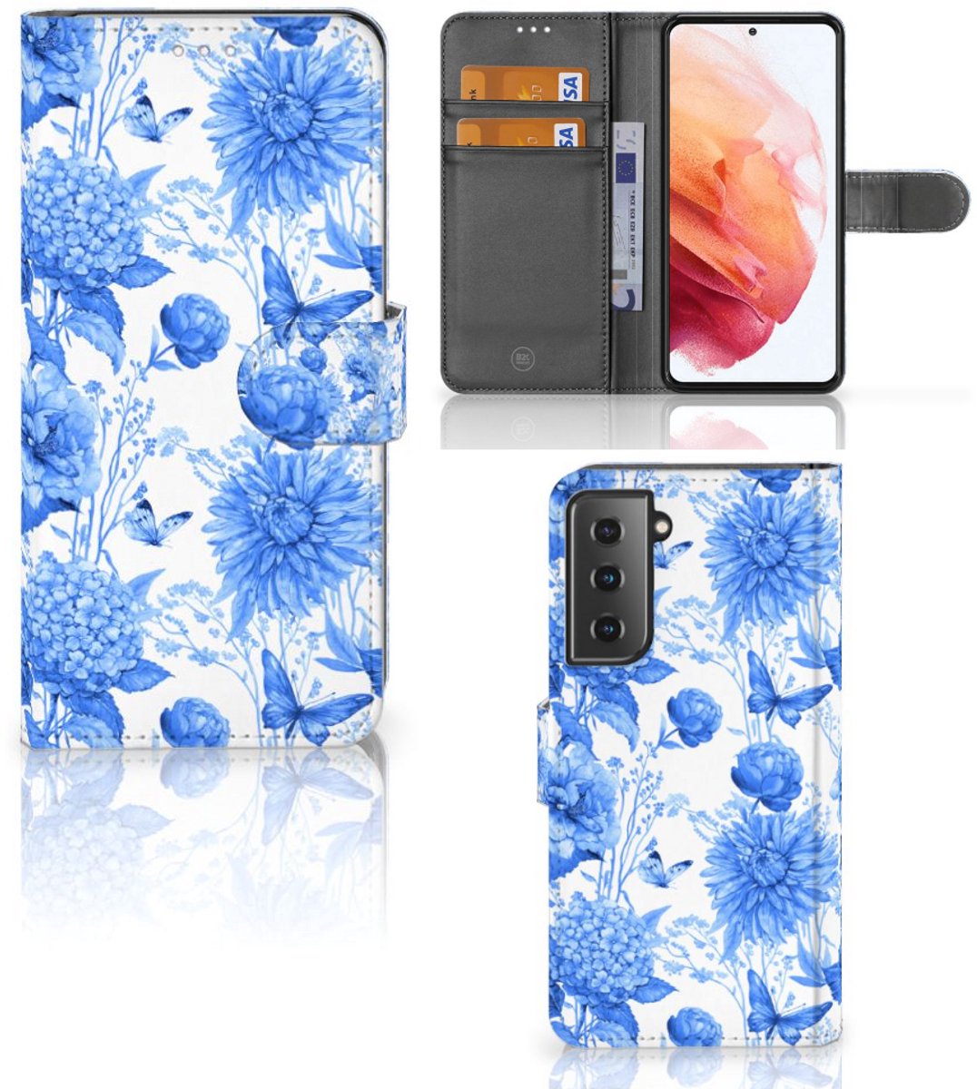 Hoesje voor Samsung Galaxy S21 Flowers Blue