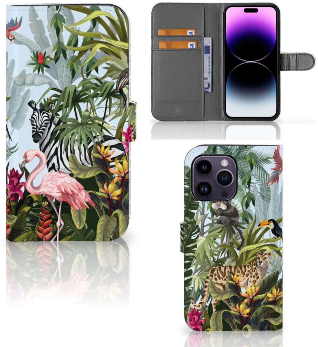 Telefoonhoesje met Pasjes voor iPhone 15 Pro Max Jungle
