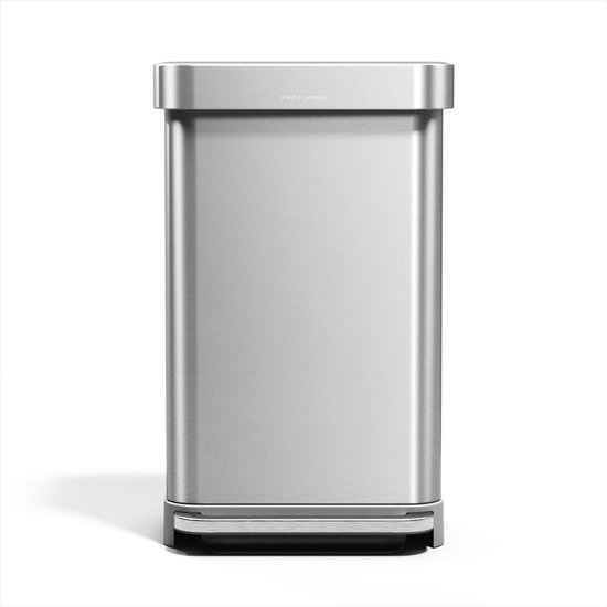 Simplehuman Rectangular Prullenbak - 45 l - RVS - Incl Liner Pocket