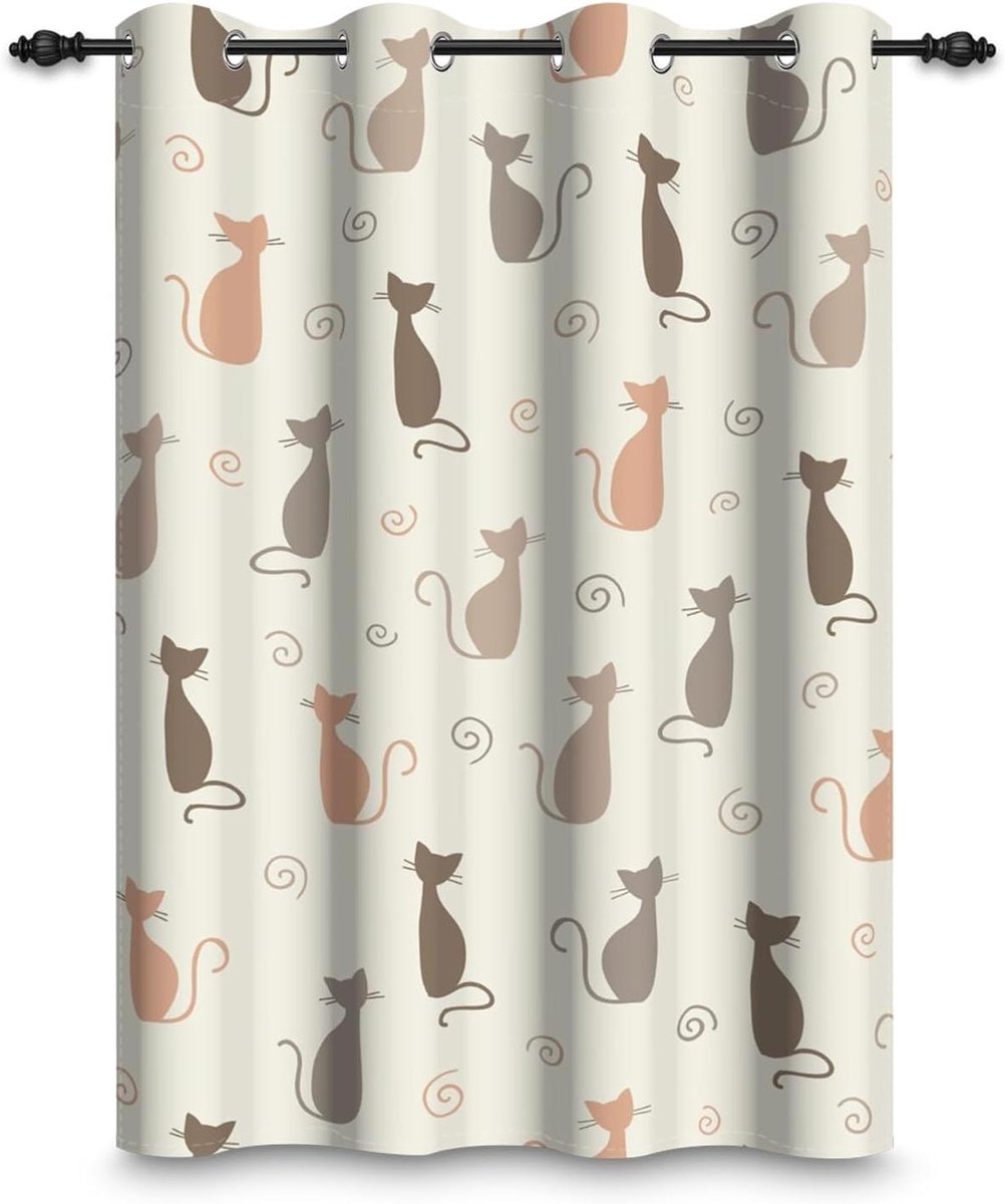 Verduisteringsgordijn Kattenpatroon - Isolerend Gordijn Kamer - Kinderkamer Decoratie - Ruisonderdrukkend Materiaal - 107 x 160 cm - Kleurrijk