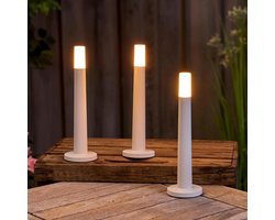 Northpoint LED Lounge Bar Candles Set of 3 for Indoor and Outdoor Dimmable Warm White Touch Button Charging Scale Indicator Lamp (White)
