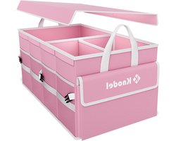 K KNODEL Kofferbakorganizer, kofferbak opbergdoos en tas, auto-organizer voor kleine voertuigen en SUV's (Middel, Roze)