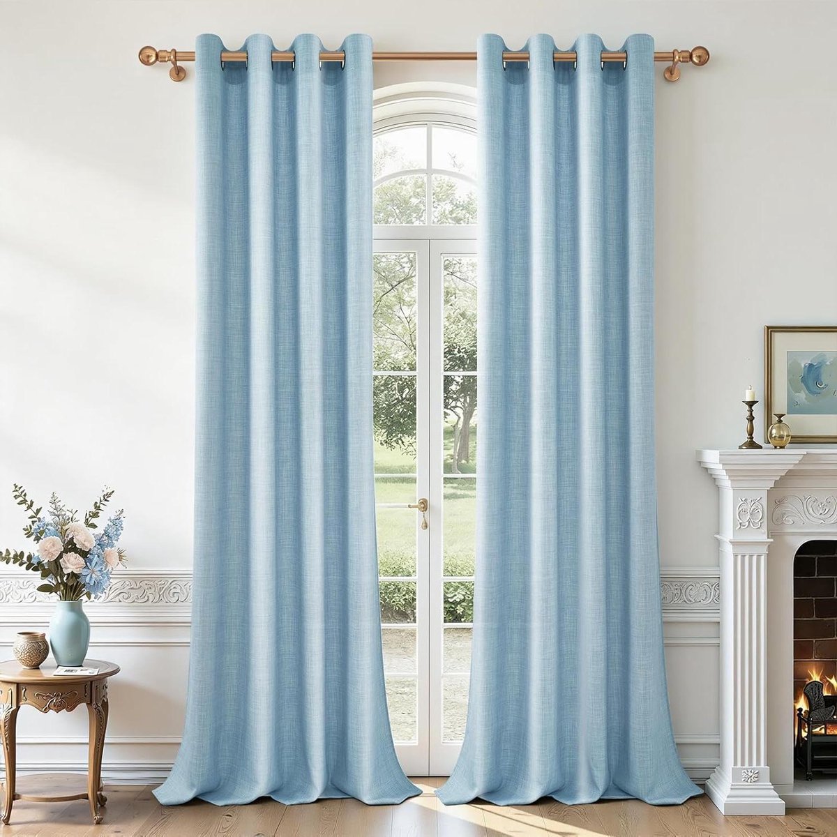 CUTEWIND Gordijn voor de woonkamer, 2 stuks, 140 x 260 cm, linnenlook, halftransparant, met oogjes, voor slaapkamer, tienerkamer, eetkamer,
