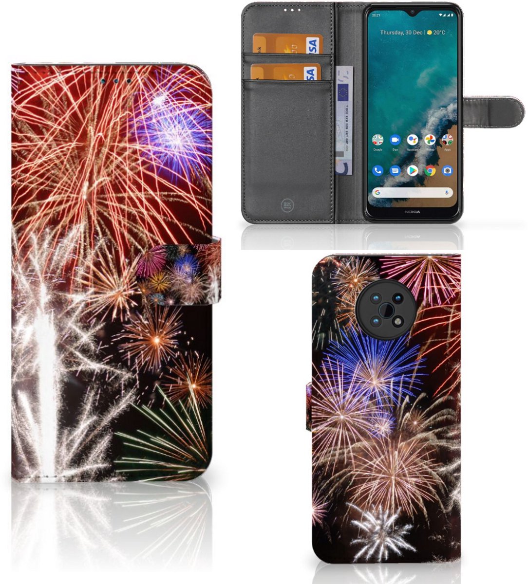 Nokia G50 Wallet Case met Pasjes Vuurwerk