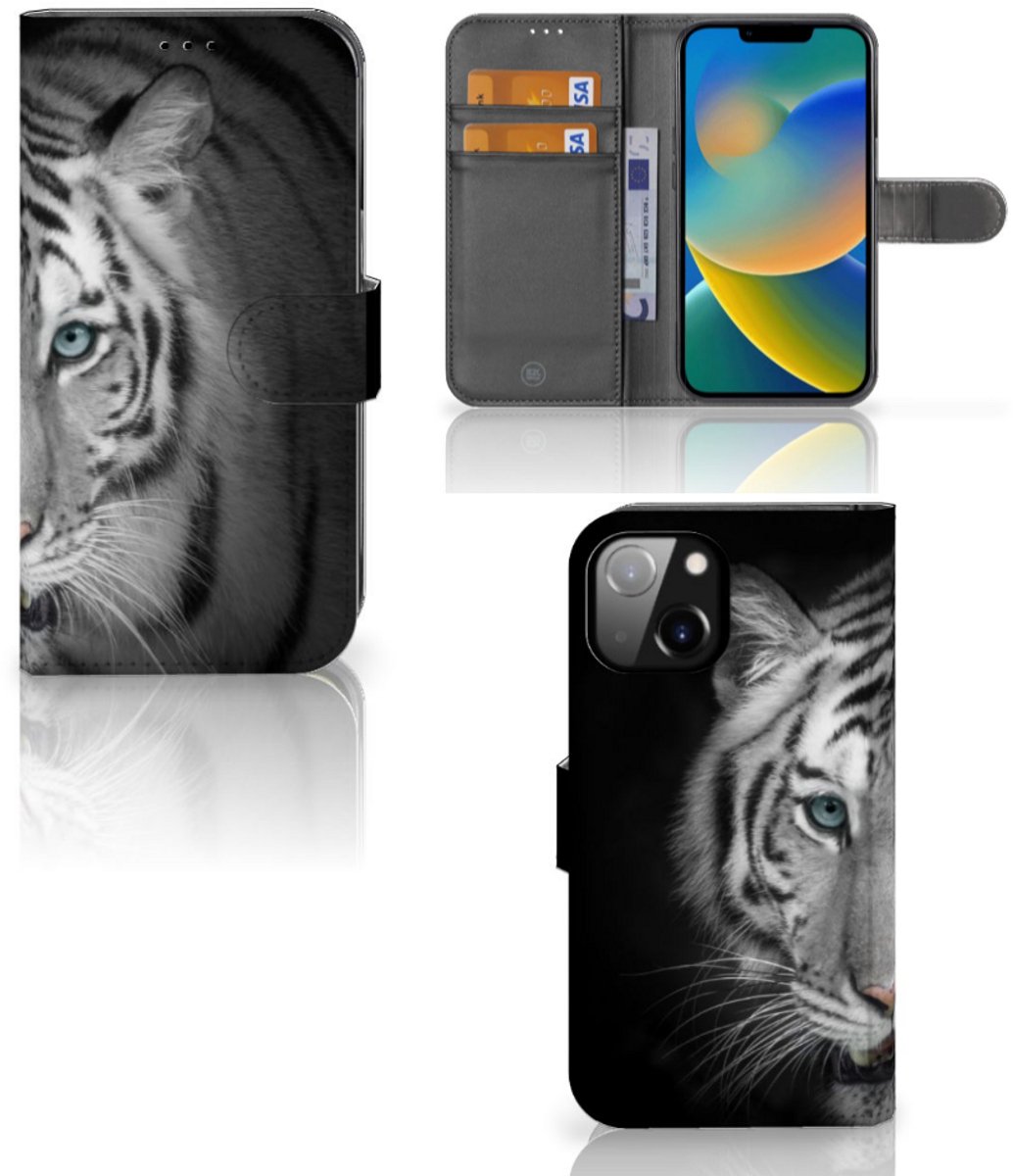 Apple iPhone 14 Telefoonhoesje met Pasjes Tijger