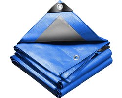 VOUNOT Afdekzeil, van polyethyleen, 240 g/m², waterdicht, extra zwaar en robuust, aan beide zijden gecoat, met ogen van aluminium, blauw en zilver, 2 x 3 m