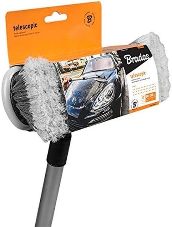 Autowasborstel Telescoop - Wasborstel Velgenborstel - Auto Grondig Reinigen - Zachte Lakvriendelijke Borstelharen - 80-130 cm Uitschuifbaar - Zilver van Merkloos	 — afbeelding 3