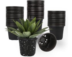 Kweekpotjes Plastic - Zaai Potjes - Planten Kweken - Met Drainage Gaten - 100 Stuks - Zwart