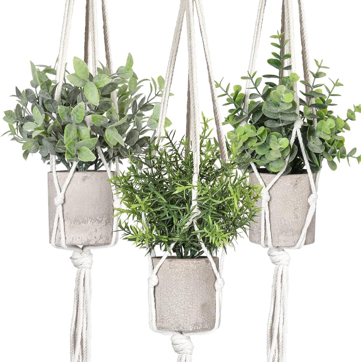 Kunstplanten, set van 3 mini-nepplanten, kunstplanten, kunstdecoratie met 3 macramé plante
