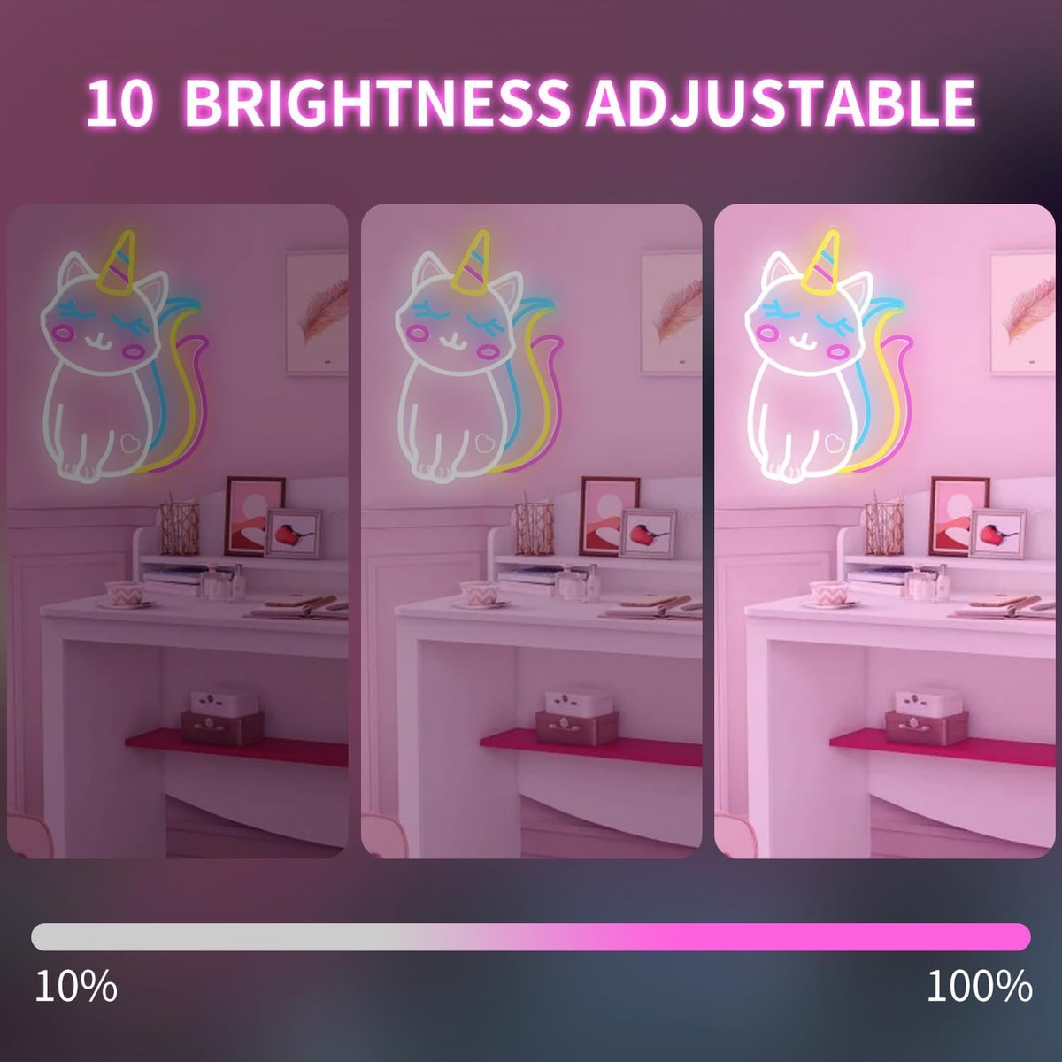 Kittycorn Neonbord - Kat Eenhoorn Licht - Kamer Decoratie - Instelbare Helderheid - Niet Gespecificeerd - EenhoornCat — cadeau in Wonen & Interieur - foto 7
