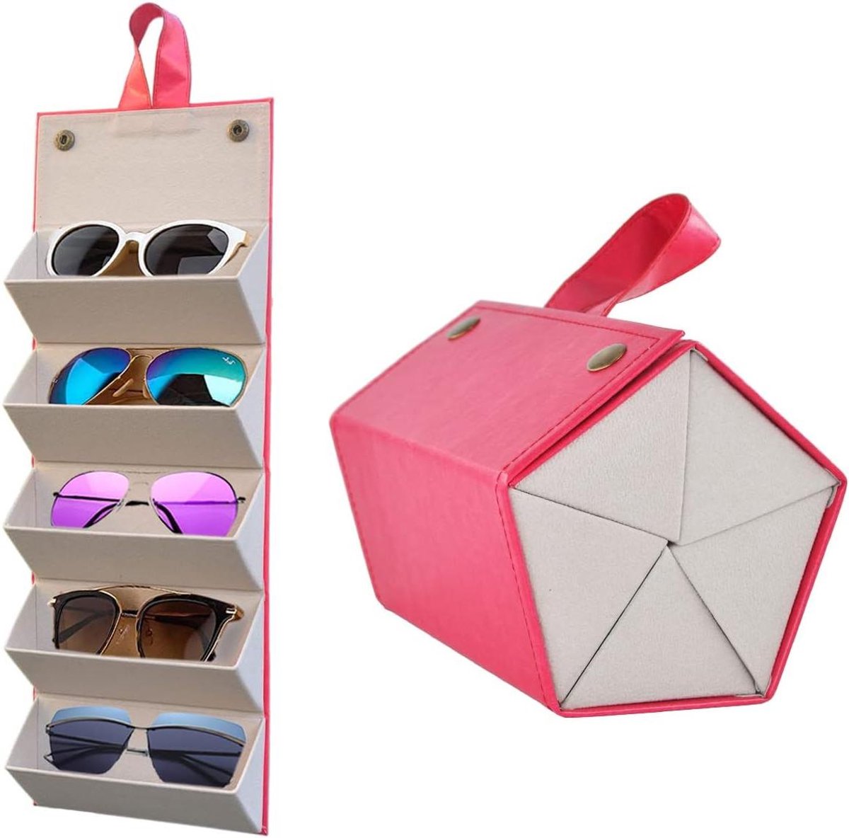 Brillen Opbergdoos - Zonnebril Organizer - Reizen en Opbergen - 5 Flessen Compartimenten - 20.32 cm - Zwart