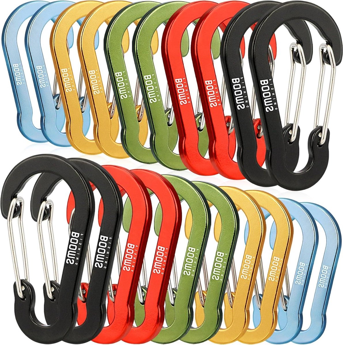 Karabijnhaak Clip - Mini Clips - Sleutelhangers Bevestigen - Aluminium D-vorm - 20 Stuks - Zwart