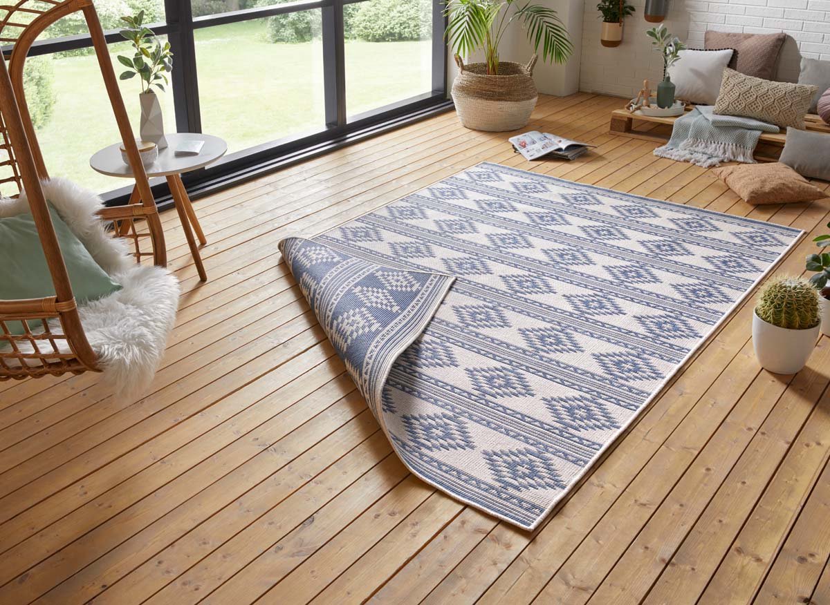 Design vloerkleed Maple 103741 80x150 cm Blauw & Crème