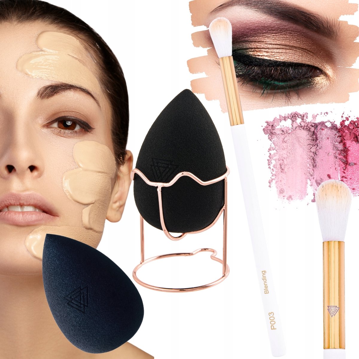 Pagano Blender - Professionele Make-up Spons - Zwart - Inclusief Pincet