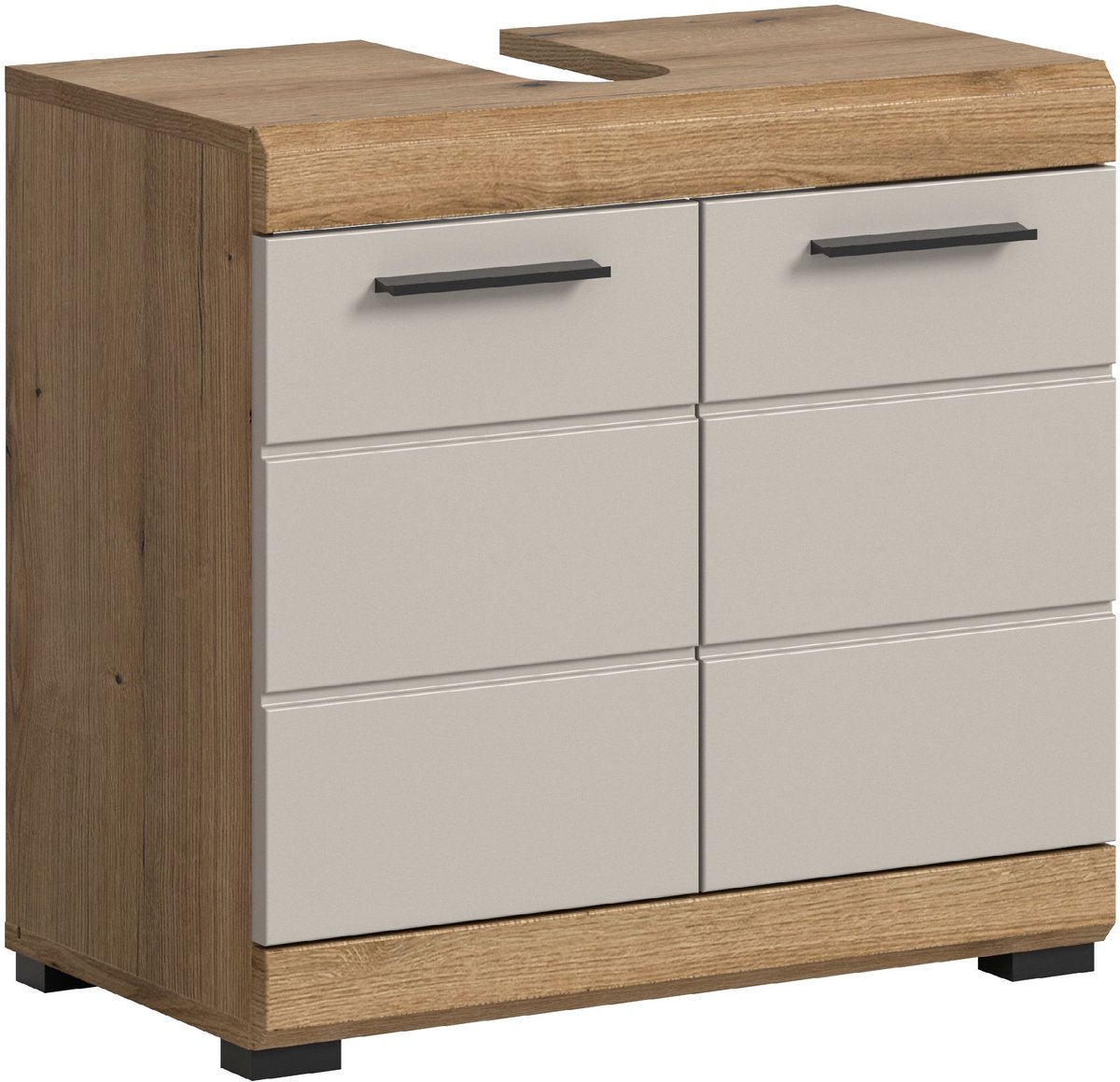 Badkamermeubel Scout Xonox - Evoak Eiken & Cashmere - 60x56x34 Cm - Xonox - Badkamer Enkele Wastafelonderkast - Bruin; Beige - Spaanplaat