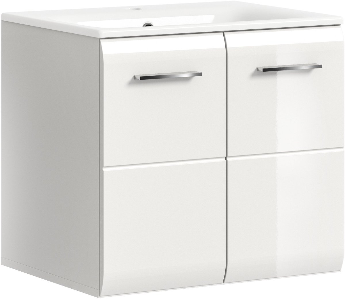 Wastafelmeubel Ice Xonox Met Keramische Wastafel - 60x55x46 Cm - Wit - Xonox - Badkamer Enkele Wastafelmeubel - Wit - Spaanplaat