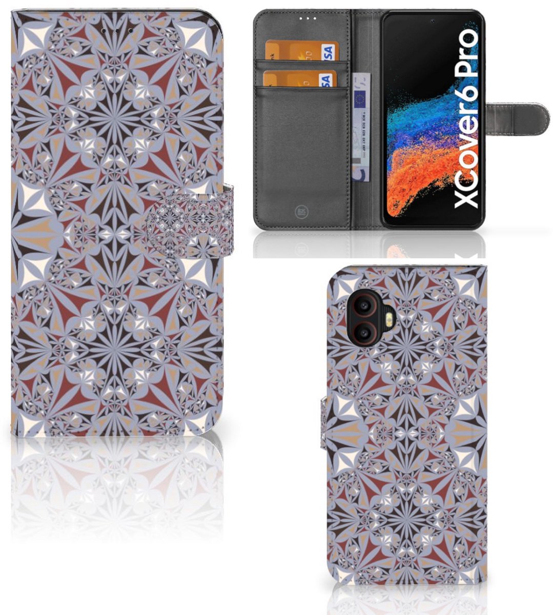 Samsung Galaxy Xcover 6 Pro Bookcase Flower Tiles