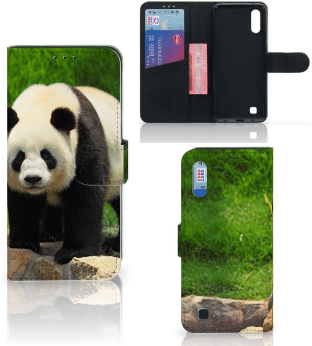 Samsung Galaxy M10 Telefoonhoesje met Pasjes Panda