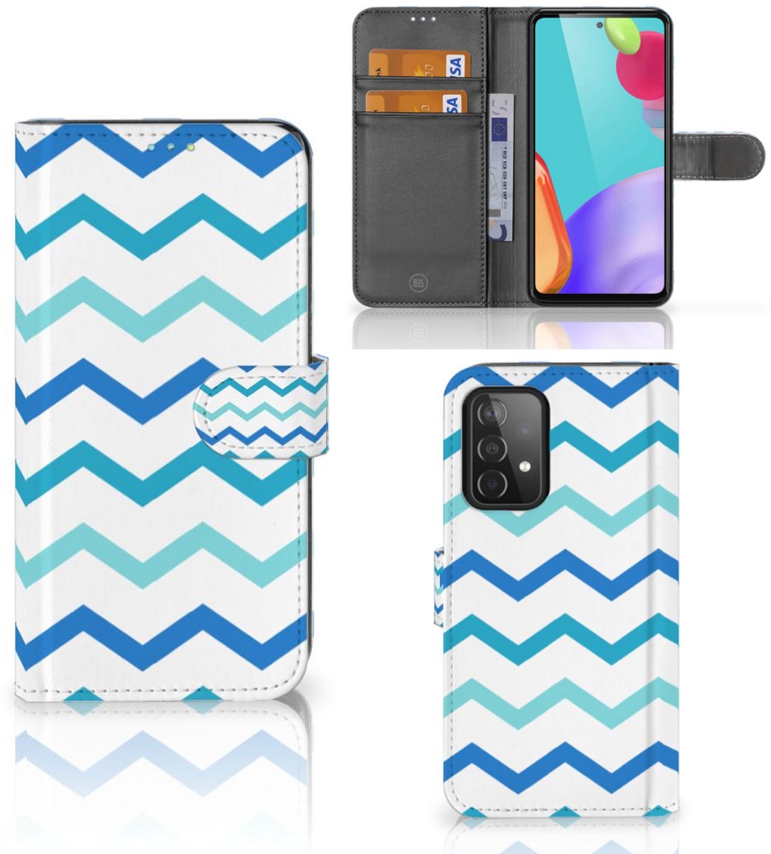 Samsung Galaxy A52 Telefoon Hoesje Zigzag Blauw