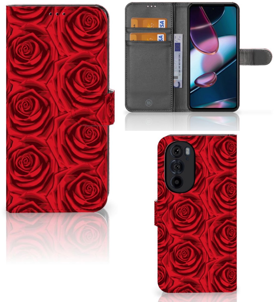 Boekhoesje voor Motorola Edge 30 Pro Hoesje Red Roses
