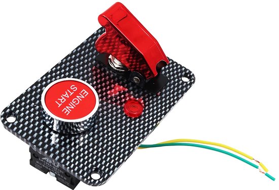 Carbon Fiber Racing Auto 12V Contactslot Paneel Motor Start Drukknop Rode LED Schakelaar - Rood — afbeelding 2