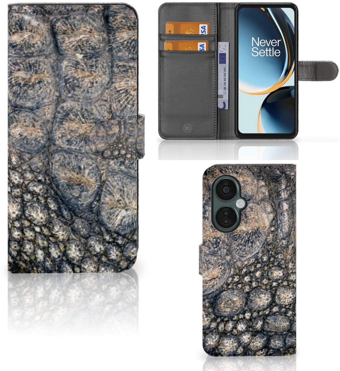 OnePlus Nord CE 3 Lite Telefoonhoesje met Pasjes Krokodillenprint