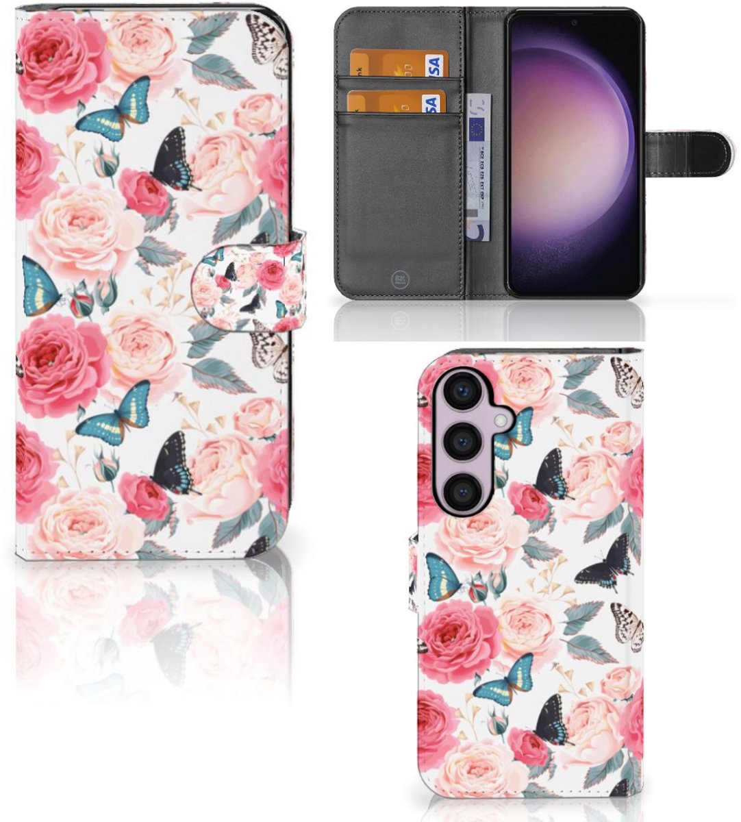Samsung Galaxy S24 Plus Hoesje Butterfly Roses